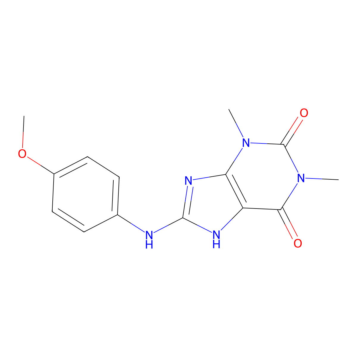 8-((4-methoxyphenyl)amino)-1,3-dimethyl-1H-purine-2,6(3H,7H)-dione molecular structure, CAS 160088-43-7
