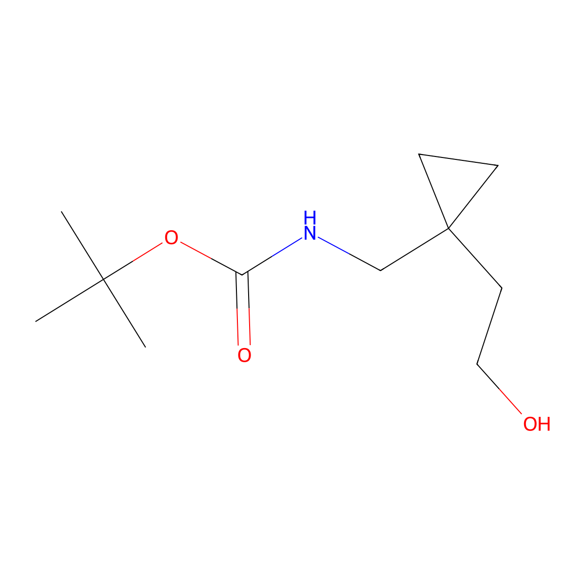 tert-butyl N-{[1-(2-hydroxyethyl)cyclopropyl]methyl}carbamate molecular structure, CAS 1600881-22-8