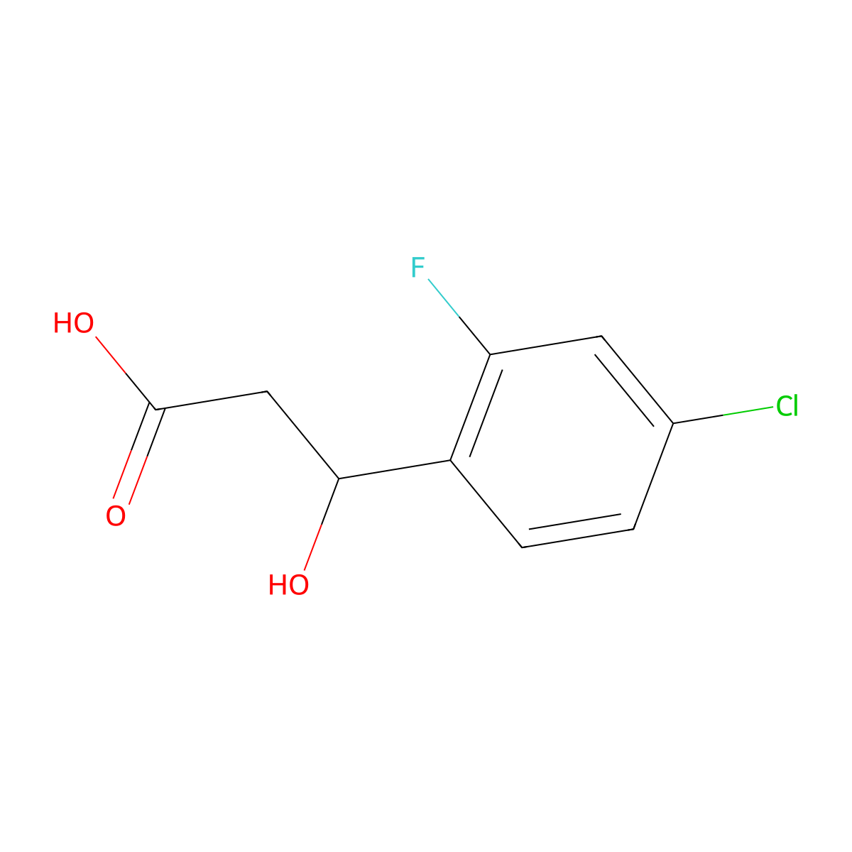 3-(4-Chloro-2-fluorophenyl)-3-hydroxypropanoic acid molecular structure, CAS 1600887-80-6