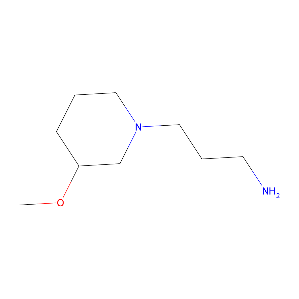 3-(3-Methoxypiperidin-1-yl)propan-1-amine molecular structure, CAS 1600889-53-9