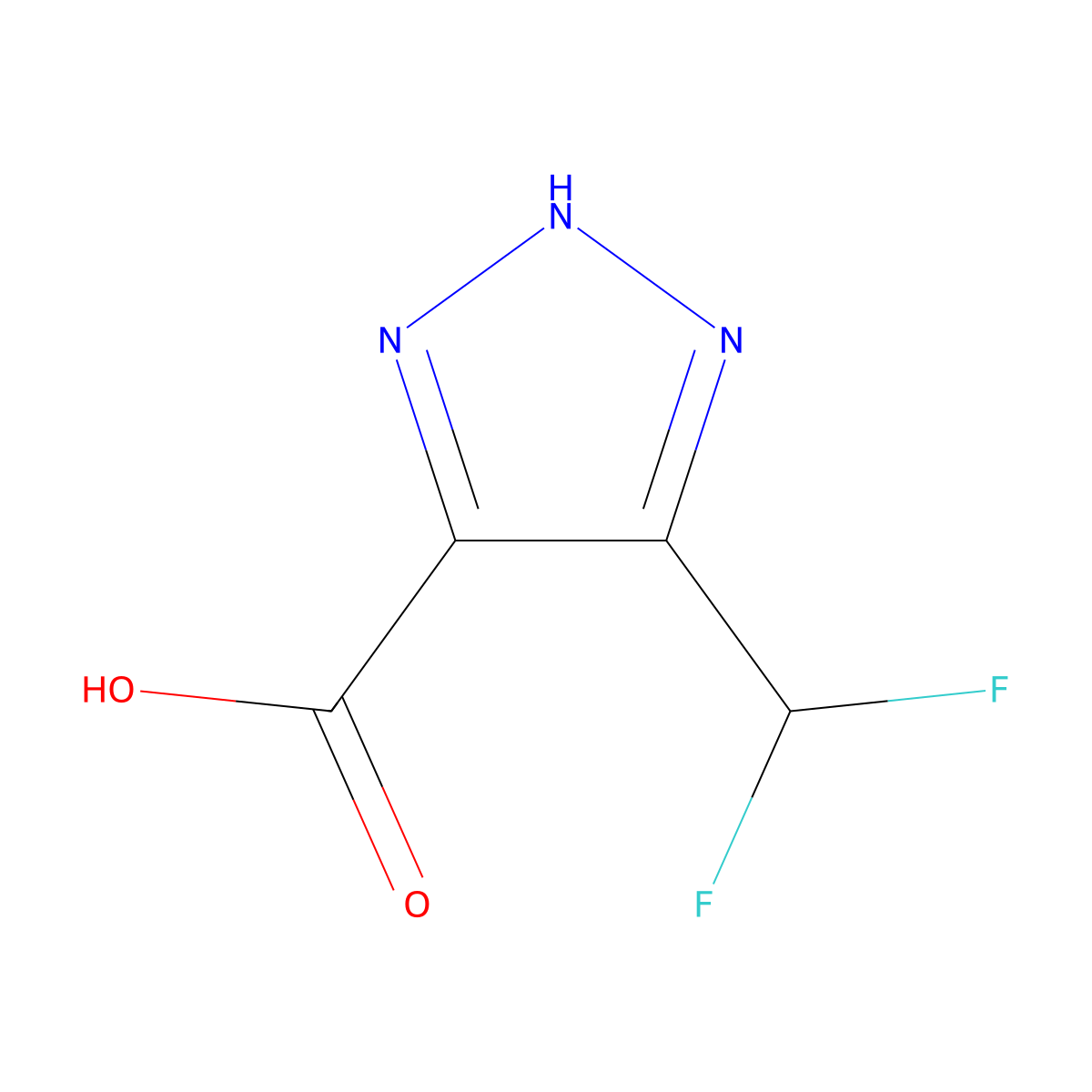 5-(difluoromethyl)-2H-1,2,3-triazole-4-carboxylic acid molecular structure, CAS 1600892-83-8