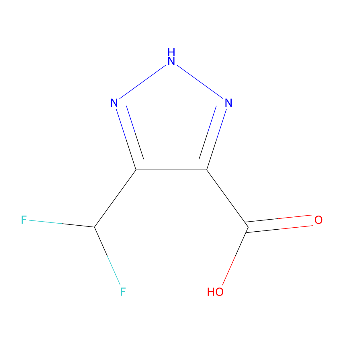 5-(difluoromethyl)-2H-1,2,3-triazole-4-carboxylic acid molecular structure, CAS 1600892-83-8