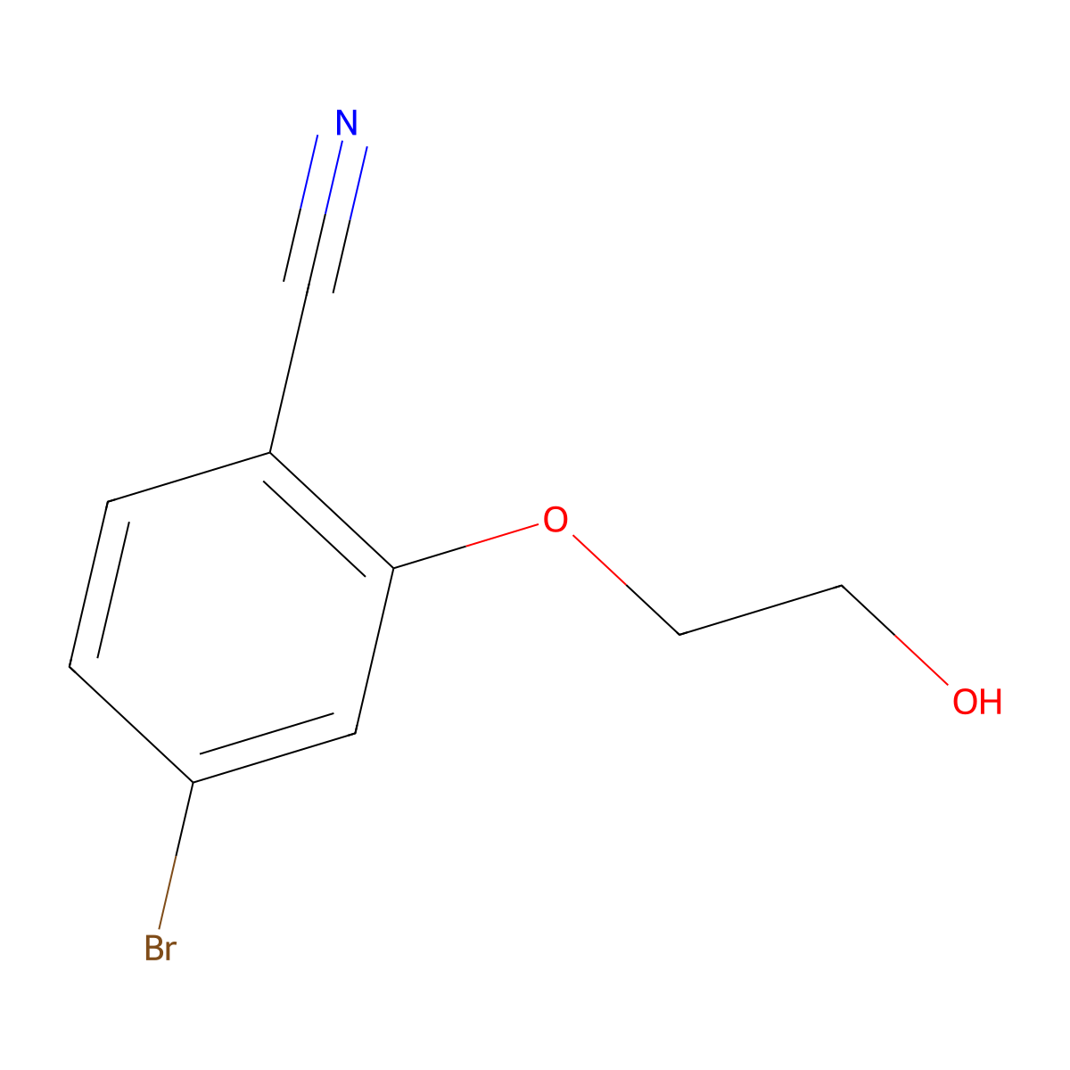 4-Bromo-2-(2-hydroxyethoxy)benzonitrile molecular structure, CAS 1600906-13-5