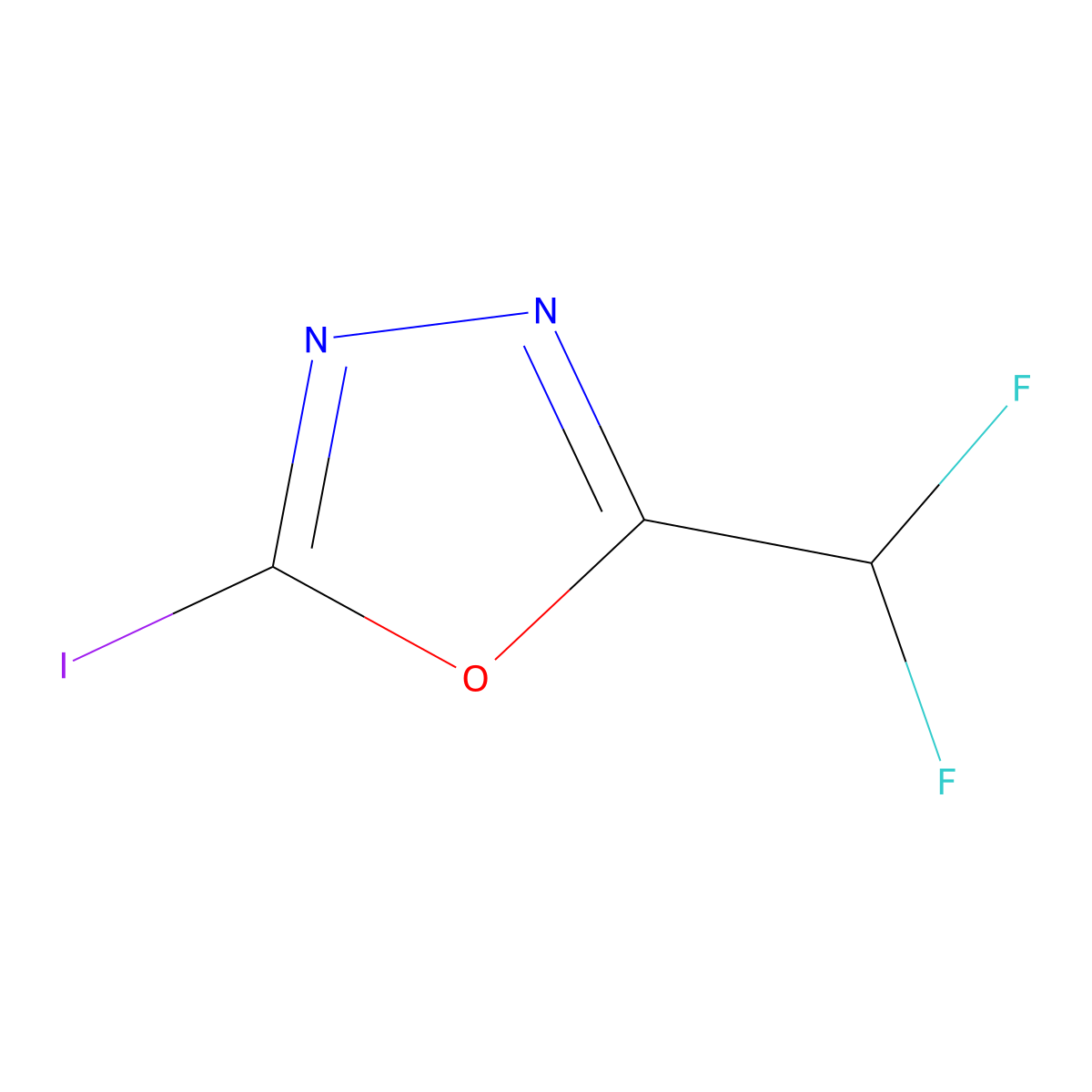 2-(Difluoromethyl)-5-iodo-1,3,4-oxadiazole molecular structure, CAS 1600938-27-9