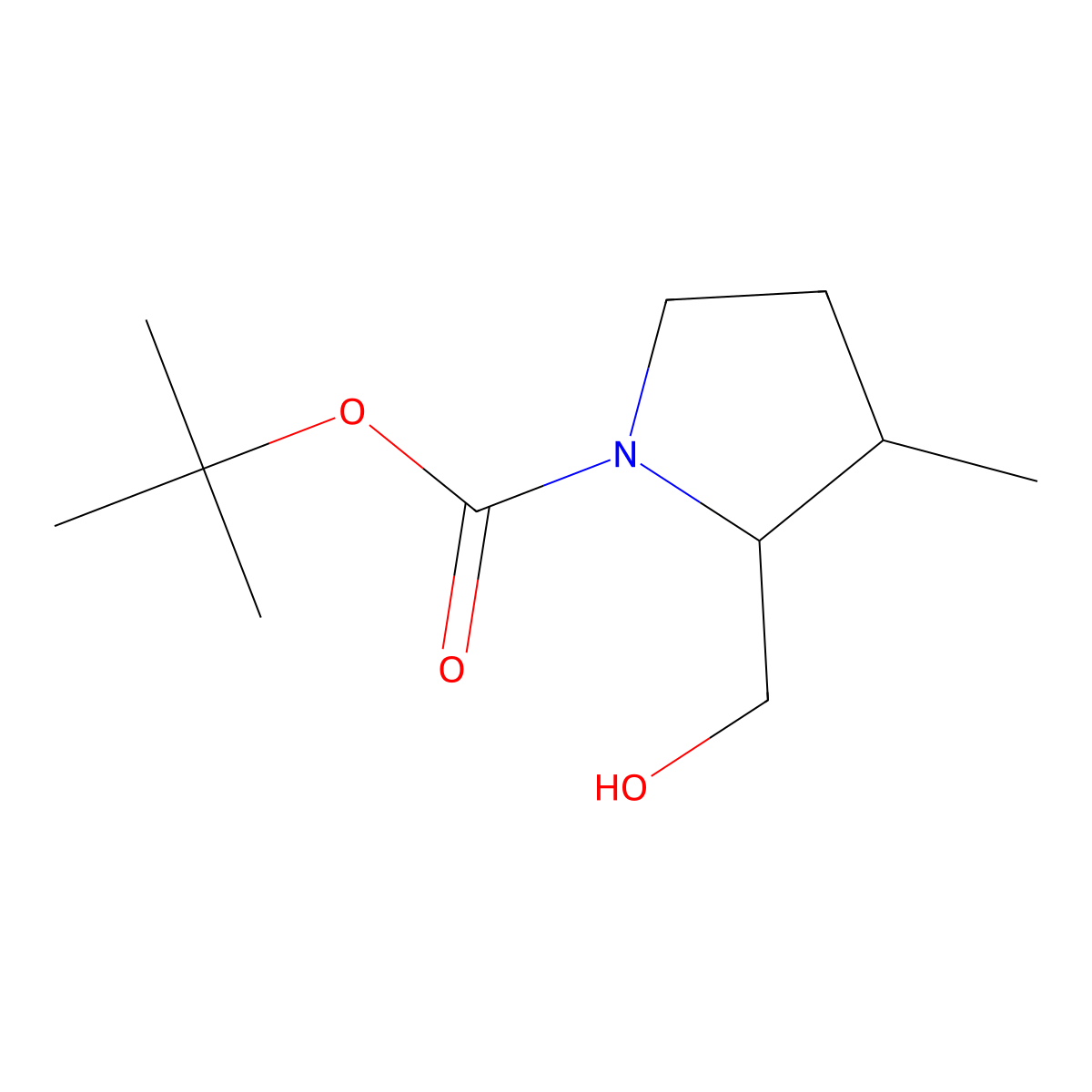 Tert-butyl 2-(hydroxymethyl)-3-methylpyrrolidine-1-carboxylate molecular structure, CAS 1600941-94-3