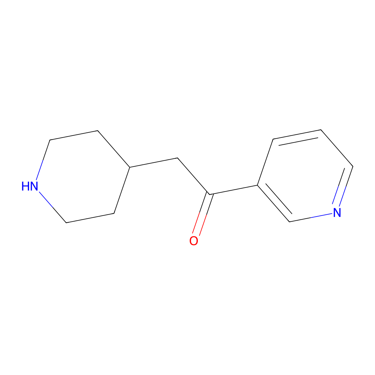 2-(Piperidin-4-yl)-1-(pyridin-3-yl)ethan-1-one molecular structure, CAS 1600943-31-4