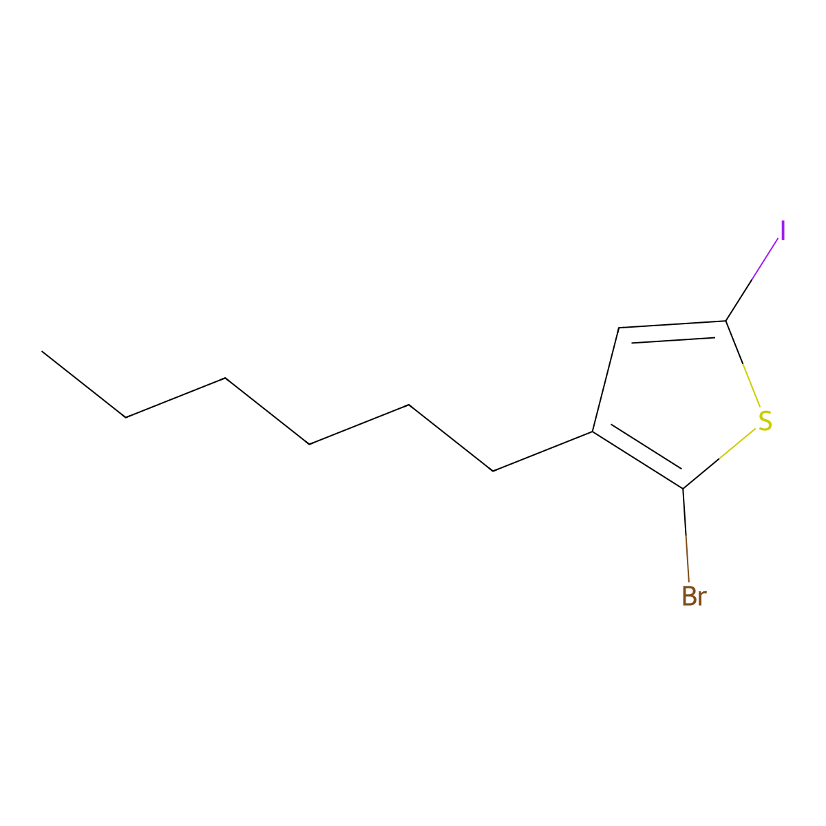 2-Bromo-3-hexyl-5-iodothiophene molecular structure, CAS 160096-76-4