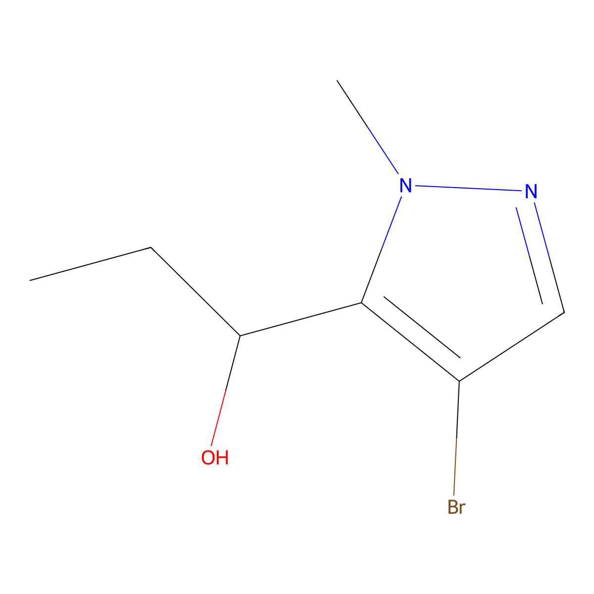 1-(4-Bromo-1-methyl-1H-pyrazol-5-yl)propan-1-ol molecular structure, CAS 1600965-45-4