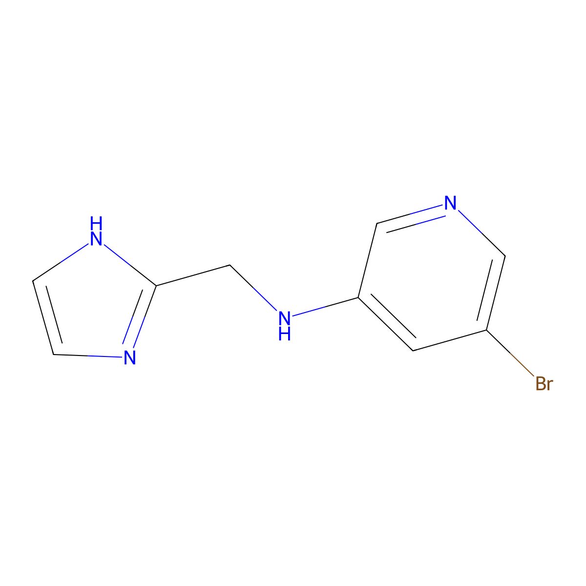 5-bromo-N-(1H-imidazol-2-ylmethyl)pyridin-3-amine molecular structure, CAS 1600972-26-6