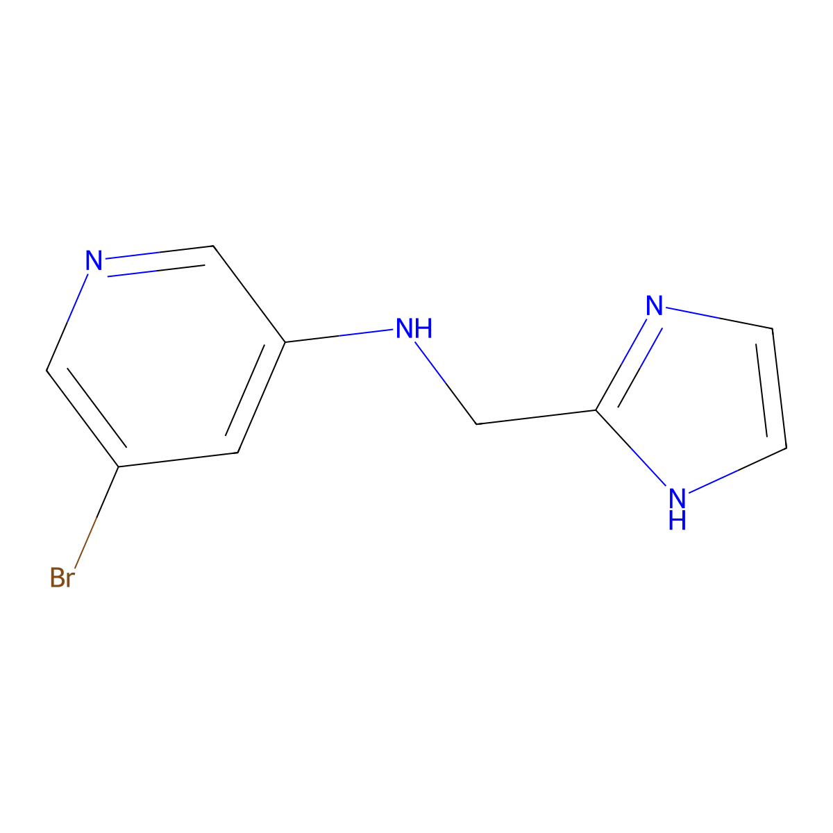 5-bromo-N-(1H-imidazol-2-ylmethyl)pyridin-3-amine molecular structure, CAS 1600972-26-6