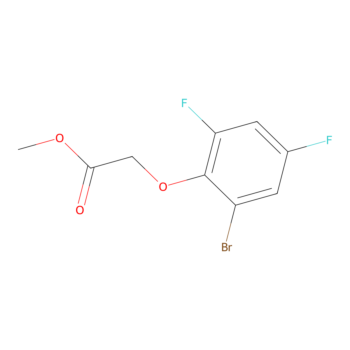 Methyl 2-(2-bromo-4,6-difluorophenoxy)acetate molecular structure, CAS 1600978-25-3