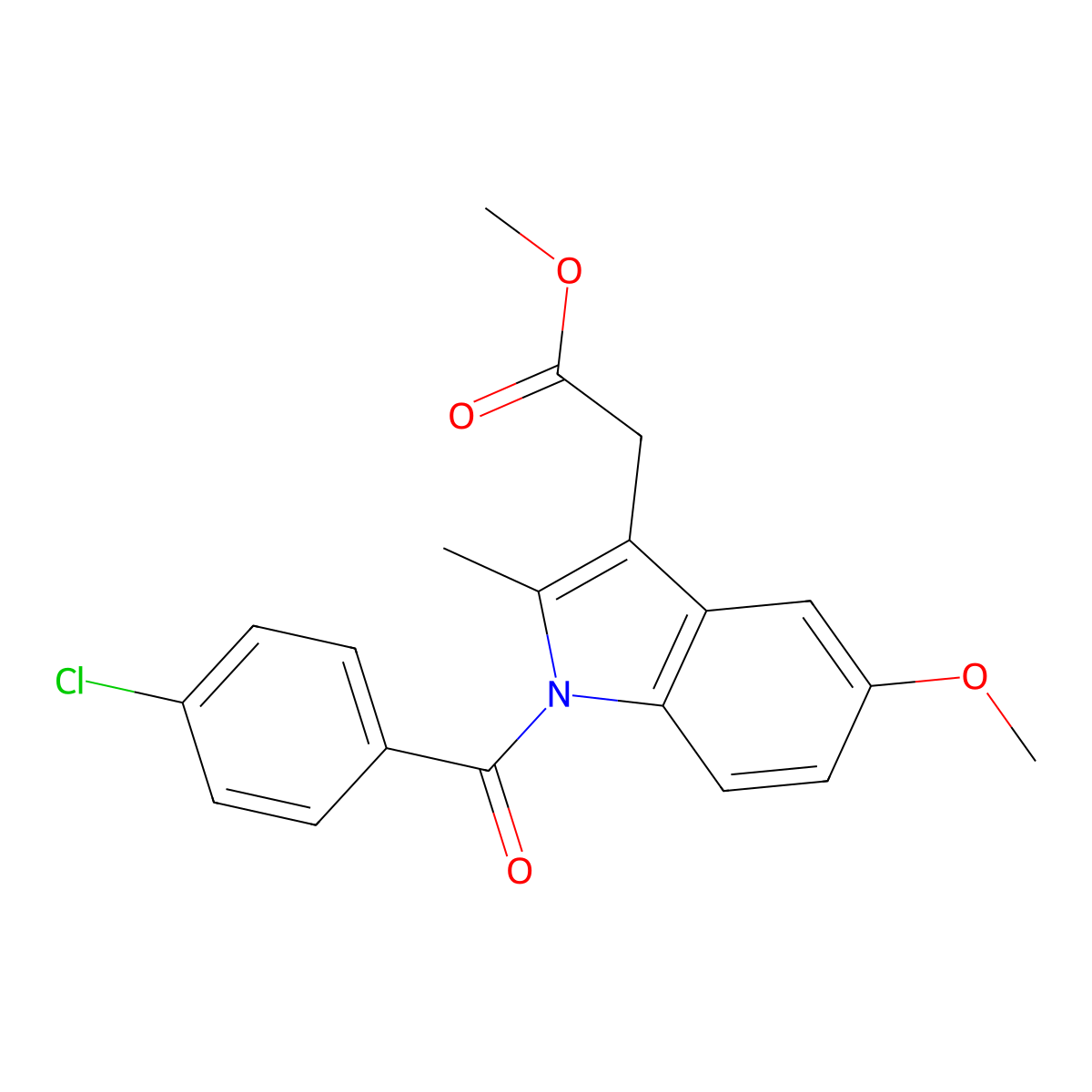Methyl 1-(4-chlorobenzoyl)-5-methoxy-2-methyl-1H-indole-3-acetate molecular structure, CAS 1601-18-9