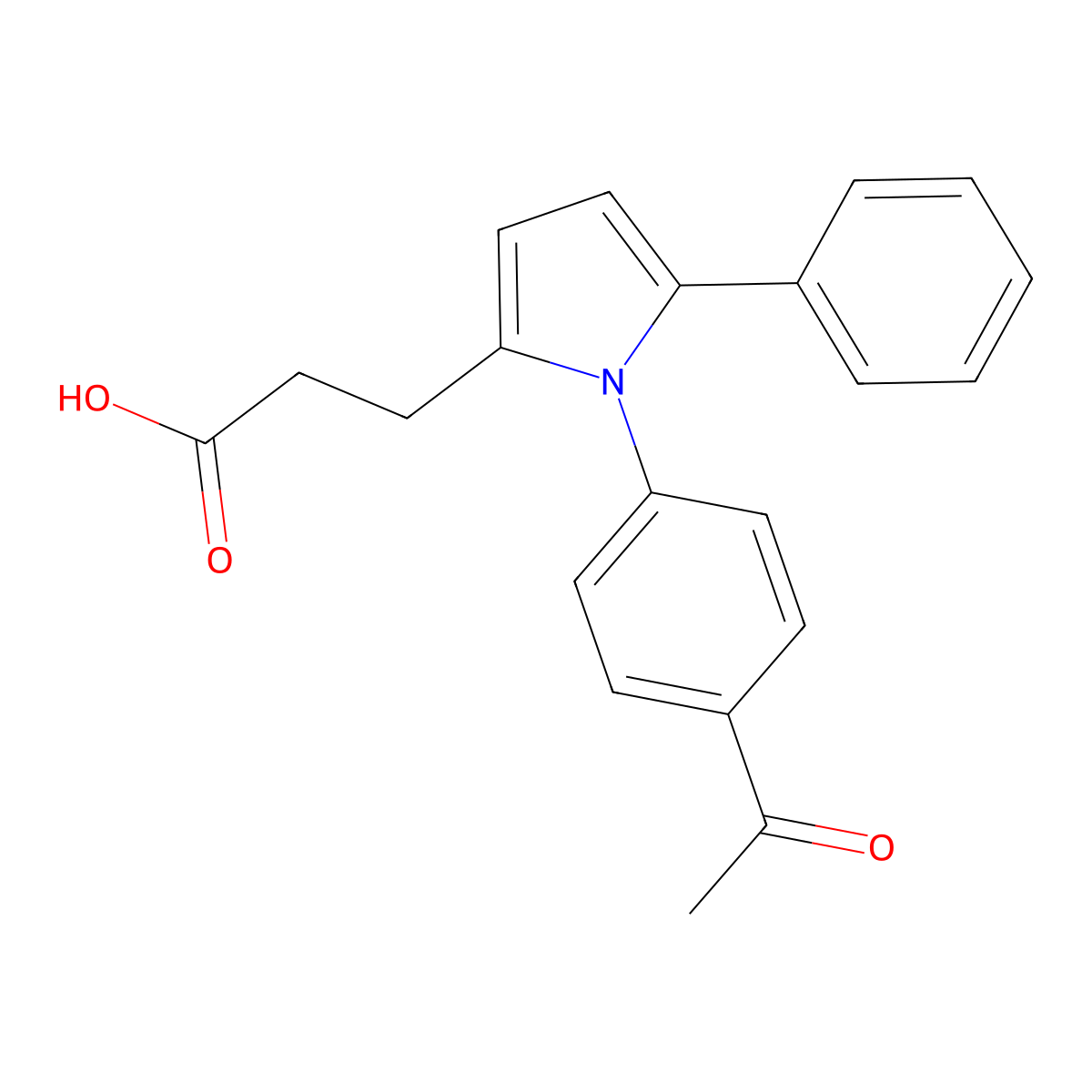 3-[1-(4-acetylphenyl)-5-phenyl-1H-pyrrol-2-yl]propanoic acid molecular structure, CAS 1601-28-1