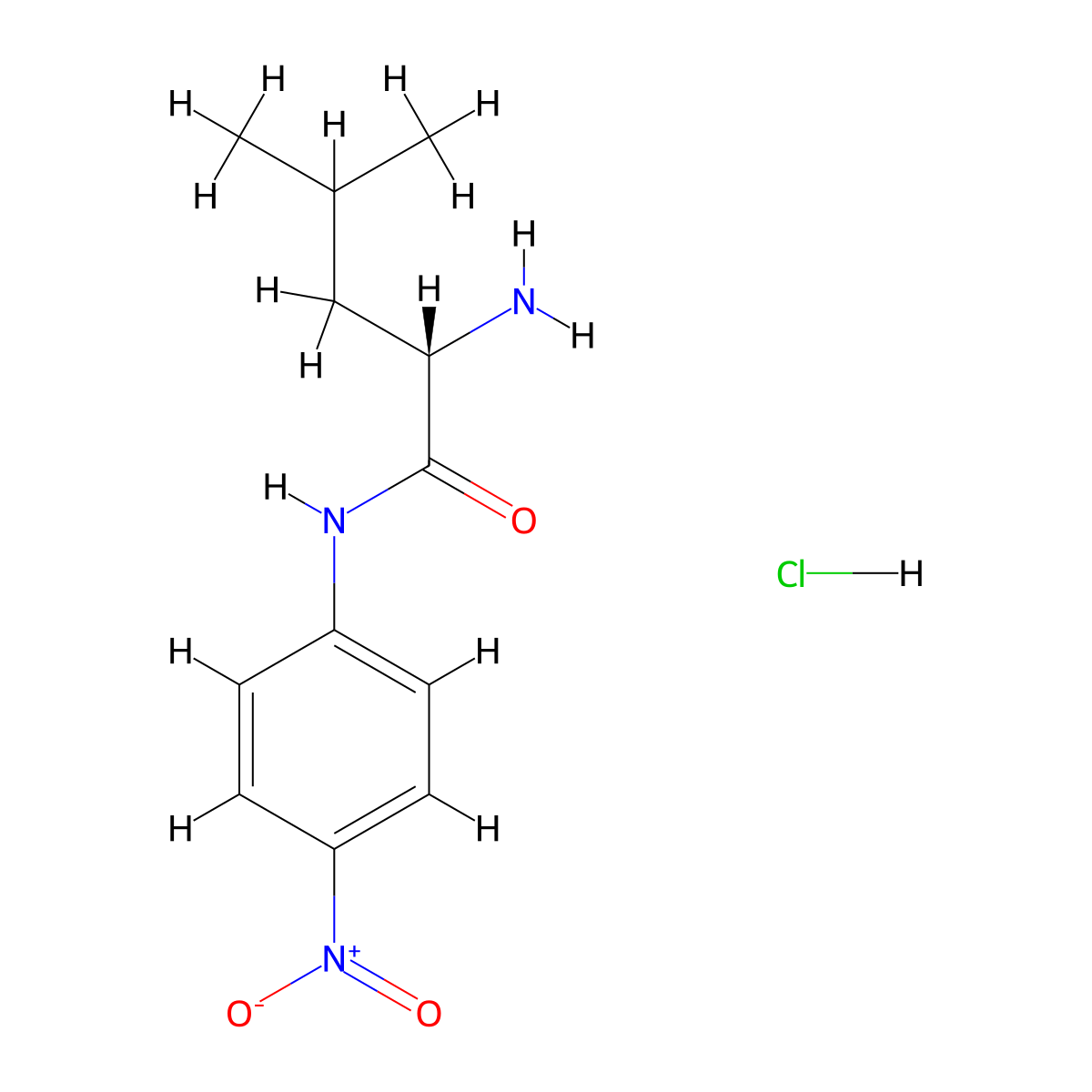 N-(4-Nitrophenyl)-L-leucinamide--hydrogen chloride (1/1) molecular structure, CAS 16010-98-3