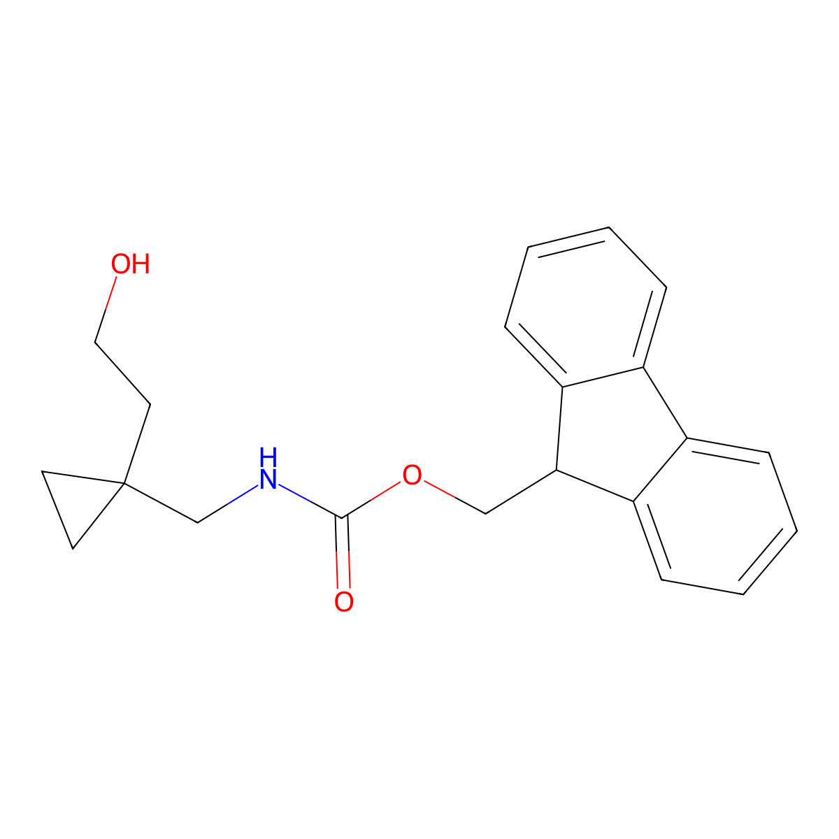 (9H-fluoren-9-yl)methyl N-{[1-(2-hydroxyethyl)cyclopropyl]methyl}carbamate molecular structure, CAS 1601044-11-4