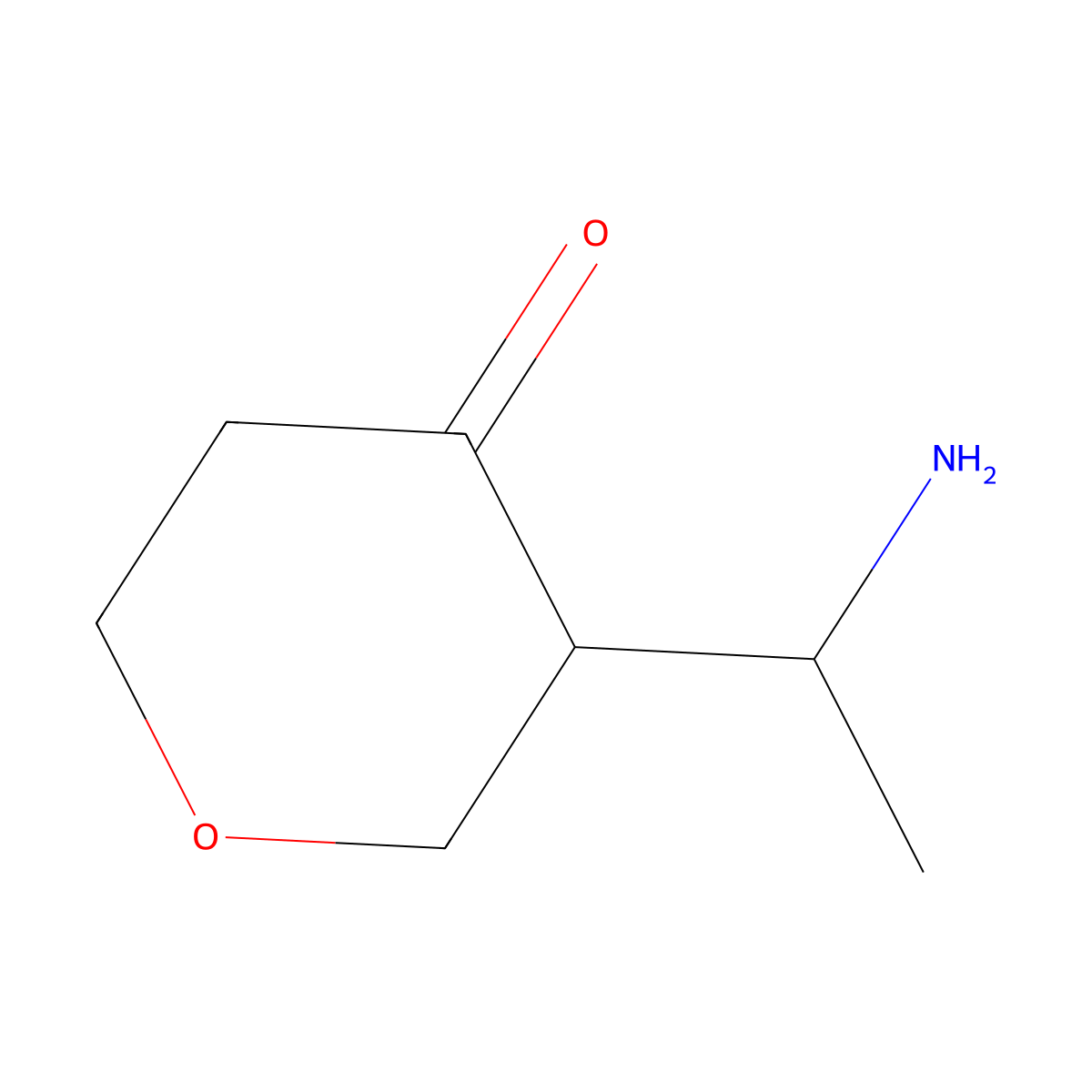 3-(1-Aminoethyl)oxan-4-one molecular structure, CAS 1601053-84-2