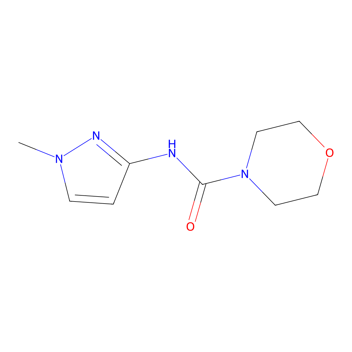 N-(1-methyl-1H-pyrazol-3-yl)morpholine-4-carboxamide molecular structure, CAS 1601057-02-6