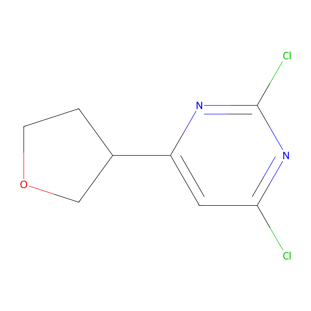 2,4-Dichloro-6-(oxolan-3-yl)pyrimidine molecular structure, CAS 1601061-36-2