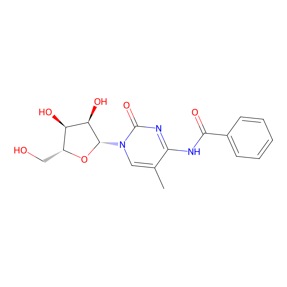 N-Benzoyl-5-methylcytidine molecular structure, CAS 160107-15-3