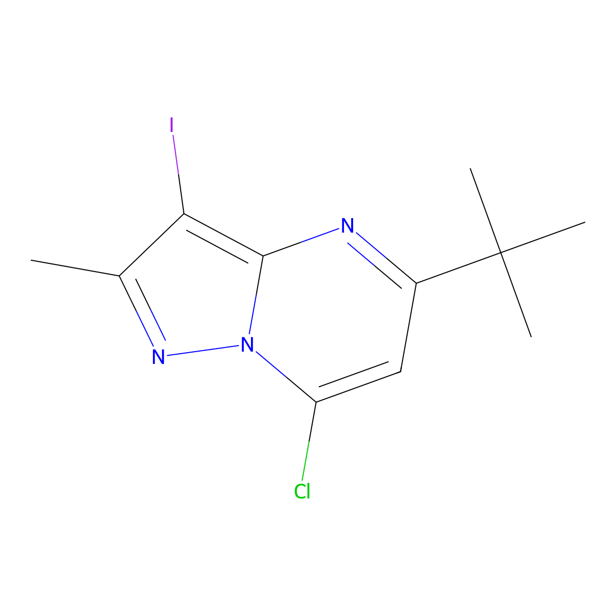 5-Tert-butyl-7-chloro-3-iodo-2-methylpyrazolo[1,5-a]pyrimidine molecular structure, CAS 1601082-06-7
