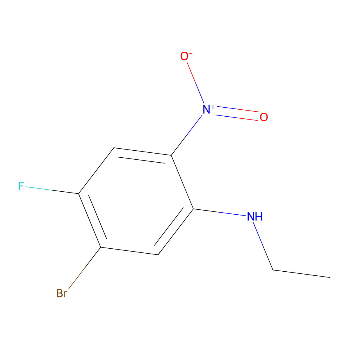 5-Bromo-N-ethyl-4-fluoro-2-nitroaniline molecular structure, CAS 1601096-45-0