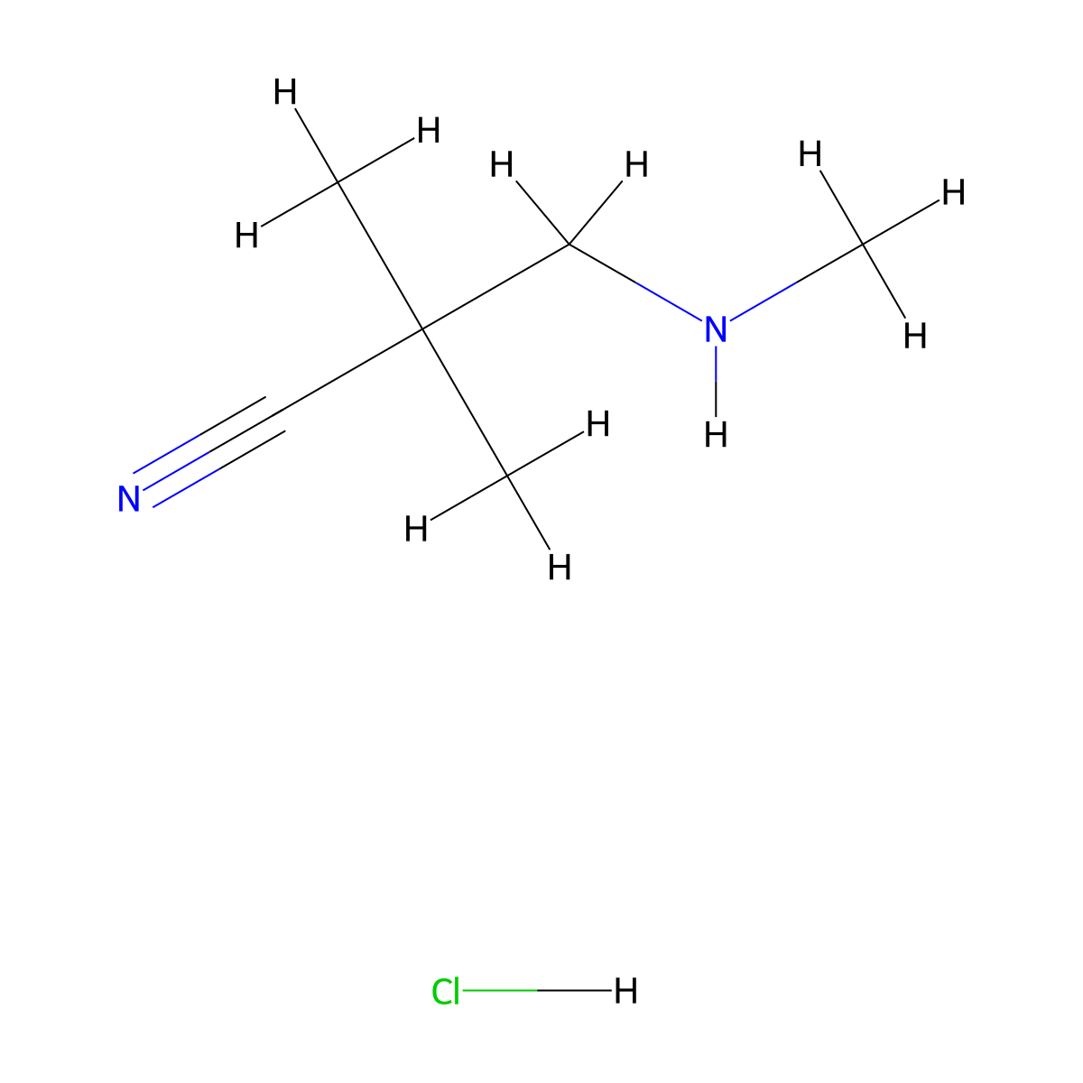 2,2-Dimethyl-3-(methylamino)propanenitrile hydrochloride molecular structure, CAS 16011-89-5