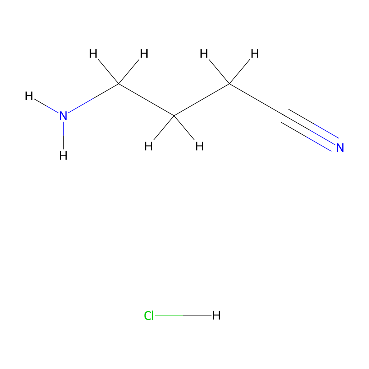 4-Aminobutyronitrile monohydrochloride molecular structure, CAS 16011-90-8