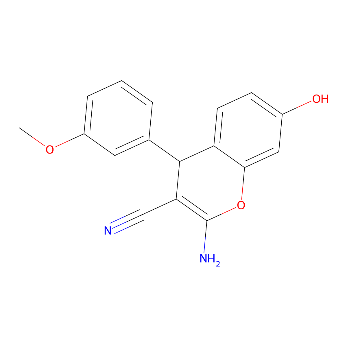 2-Amino-7-hydroxy-4-(3-methoxyphenyl)-4H-chromene-3-carbonitrile molecular structure, CAS 160111-49-9
