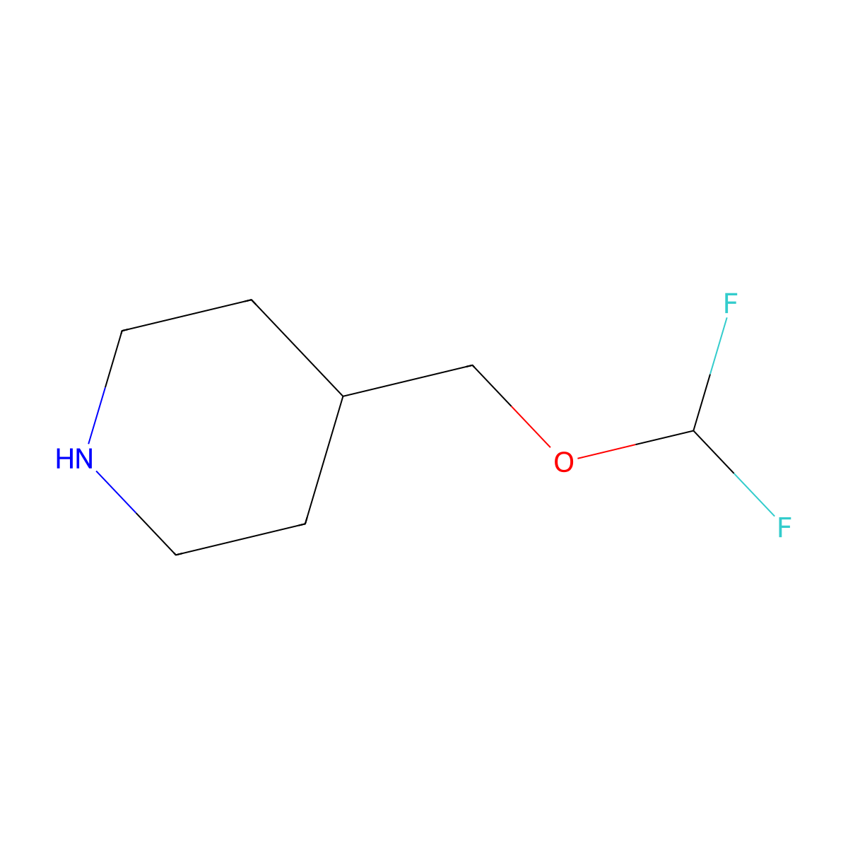 4-((Difluoromethoxy)methyl)piperidine molecular structure, CAS 1601123-07-2