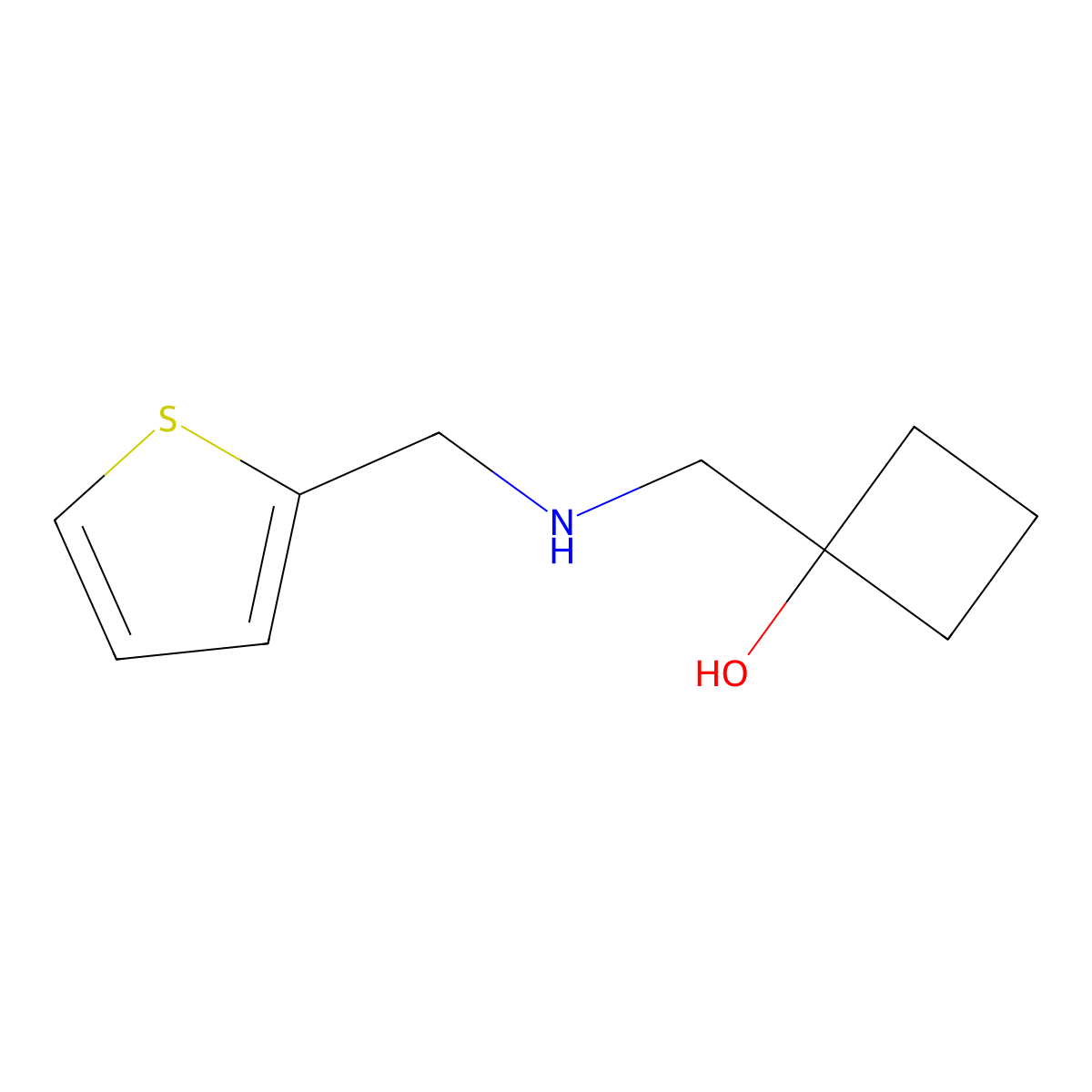 1-({[(Thiophen-2-yl)methyl]amino}methyl)cyclobutan-1-ol molecular structure, CAS 1601125-73-8