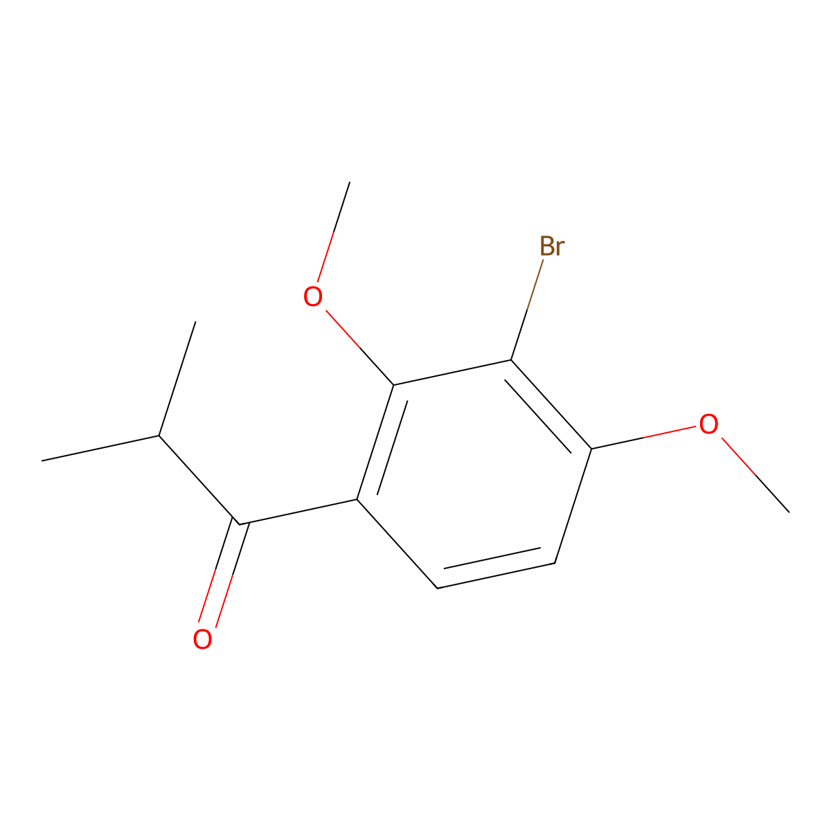 1-(3-Bromo-2,4-dimethoxyphenyl)-2-methyl-1-propanone molecular structure, CAS 1601134-25-1