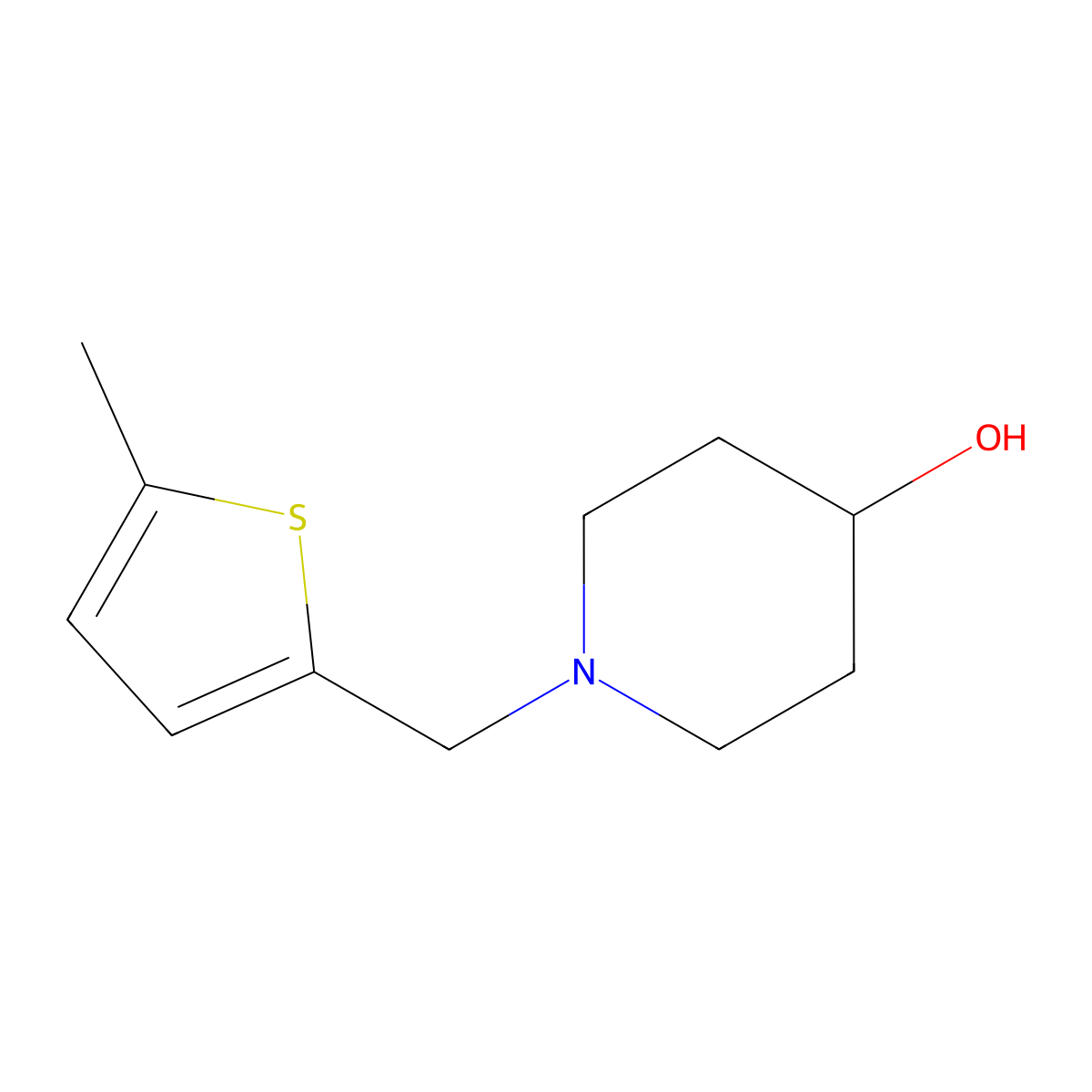 1-((5-Methylthiophen-2-yl)methyl)piperidin-4-ol molecular structure, CAS 1601157-65-6