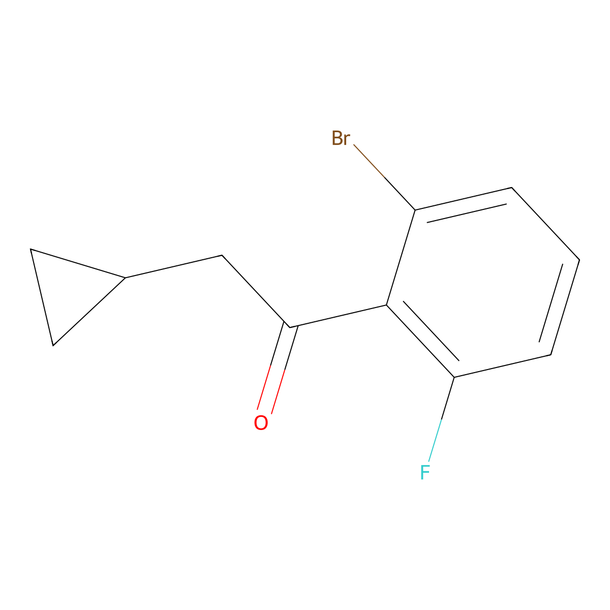 1-(2-Bromo-6-fluorophenyl)-2-cyclopropylethan-1-one molecular structure, CAS 1601168-98-2