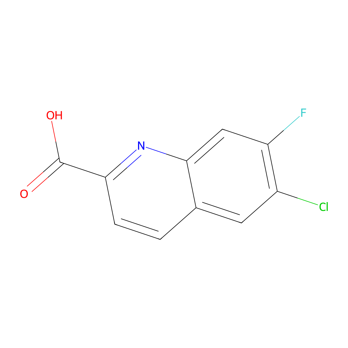 6-Chloro-7-fluoro-quinoline-2-carboxylic acid molecular structure, CAS 1601170-14-2