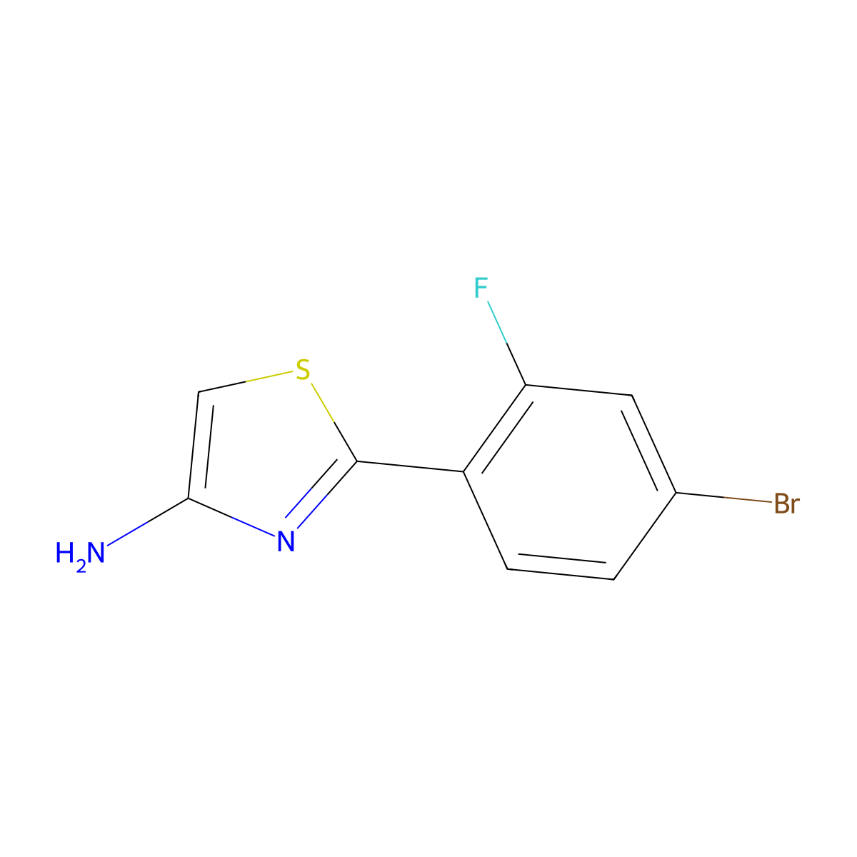 2-(4-Bromo-2-fluorophenyl)thiazol-4-amine molecular structure, CAS 1601185-31-2