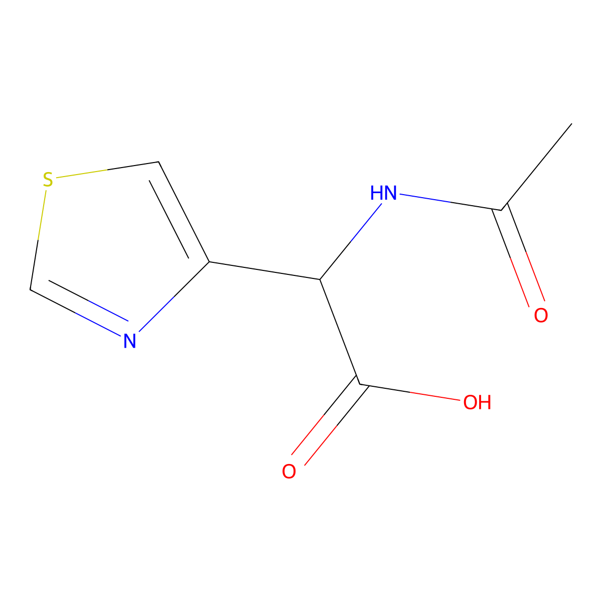 2-Acetamido-2-(1,3-thiazol-4-yl)acetic acid molecular structure, CAS 1601198-27-9