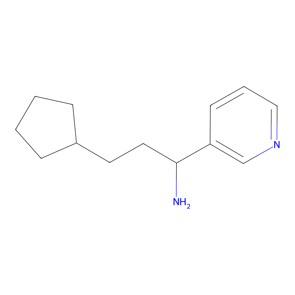 3-Cyclopentyl-1-(pyridin-3-yl)propan-1-amine molecular structure, CAS 1601211-61-3
