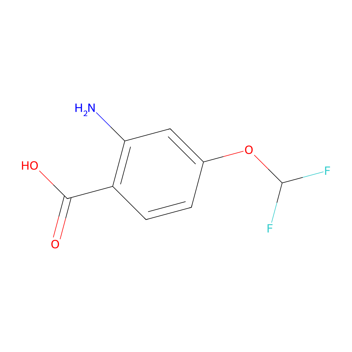 2-Amino-4-(difluoromethoxy)benzoic acid molecular structure, CAS 1601218-65-8