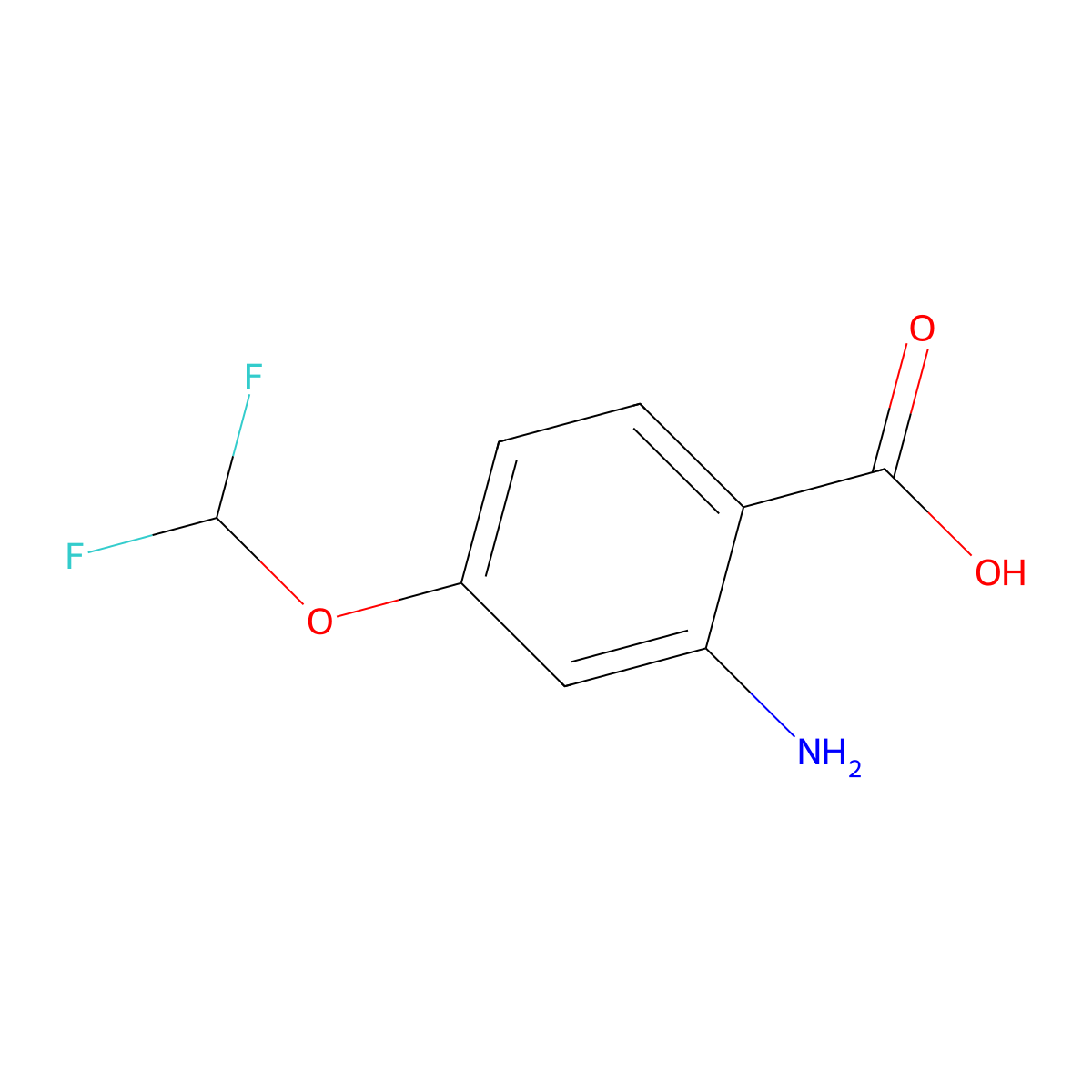 2-Amino-4-(difluoromethoxy)benzoic acid molecular structure, CAS 1601218-65-8