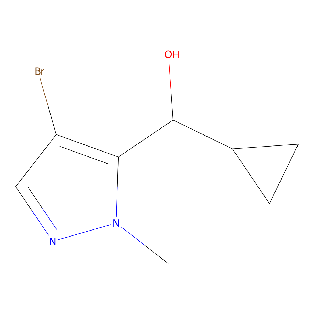 (4-bromo-1-methyl-1H-pyrazol-5-yl)(cyclopropyl)methanol molecular structure, CAS 1601222-90-5