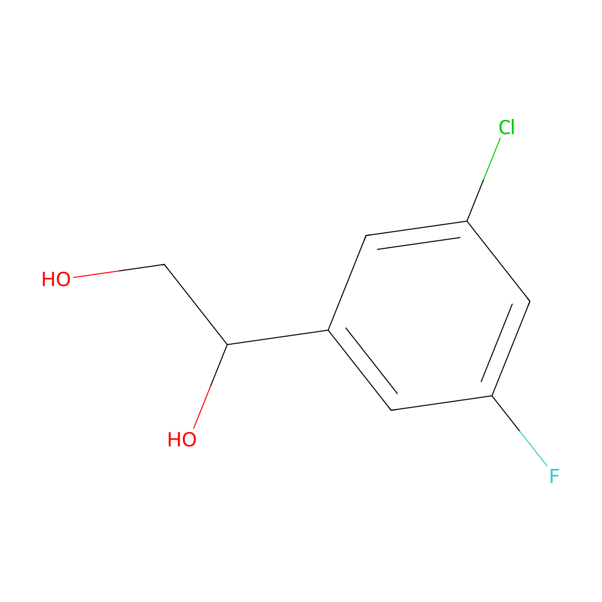 1-(3-Chloro-5-fluorophenyl)ethane-1,2-diol molecular structure, CAS 1601241-37-5