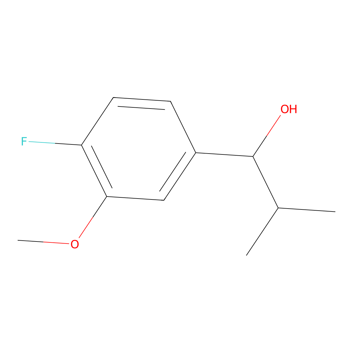 1-(4-Fluoro-3-methoxyphenyl)-2-methylpropan-1-ol molecular structure, CAS 1601244-93-2