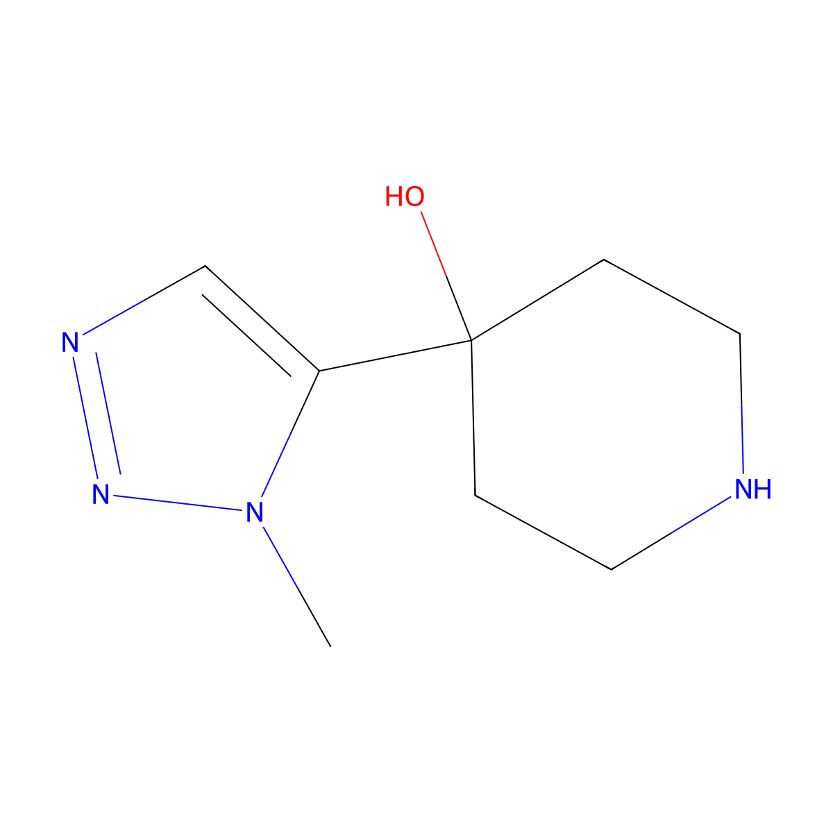 4-(1-methyl-1H-1,2,3-triazol-5-yl)piperidin-4-ol molecular structure, CAS 1601247-80-6