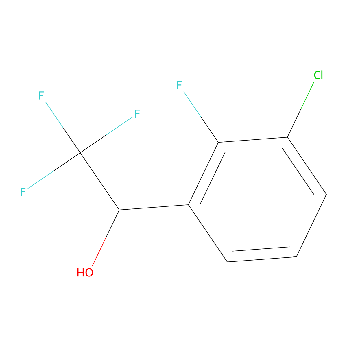 1-(3-Chloro-2-fluorophenyl)-2,2,2-trifluoroethan-1-ol molecular structure, CAS 1601250-20-7