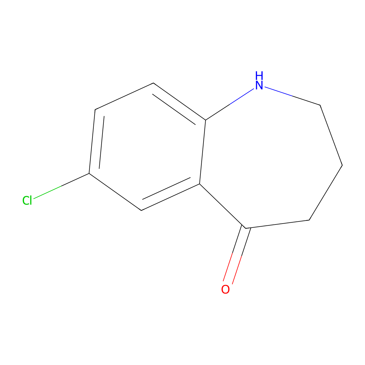7-chloro-2,3,4,5-tetrahydro-1H-1-benzazepin-5-one molecular structure, CAS 160129-45-3