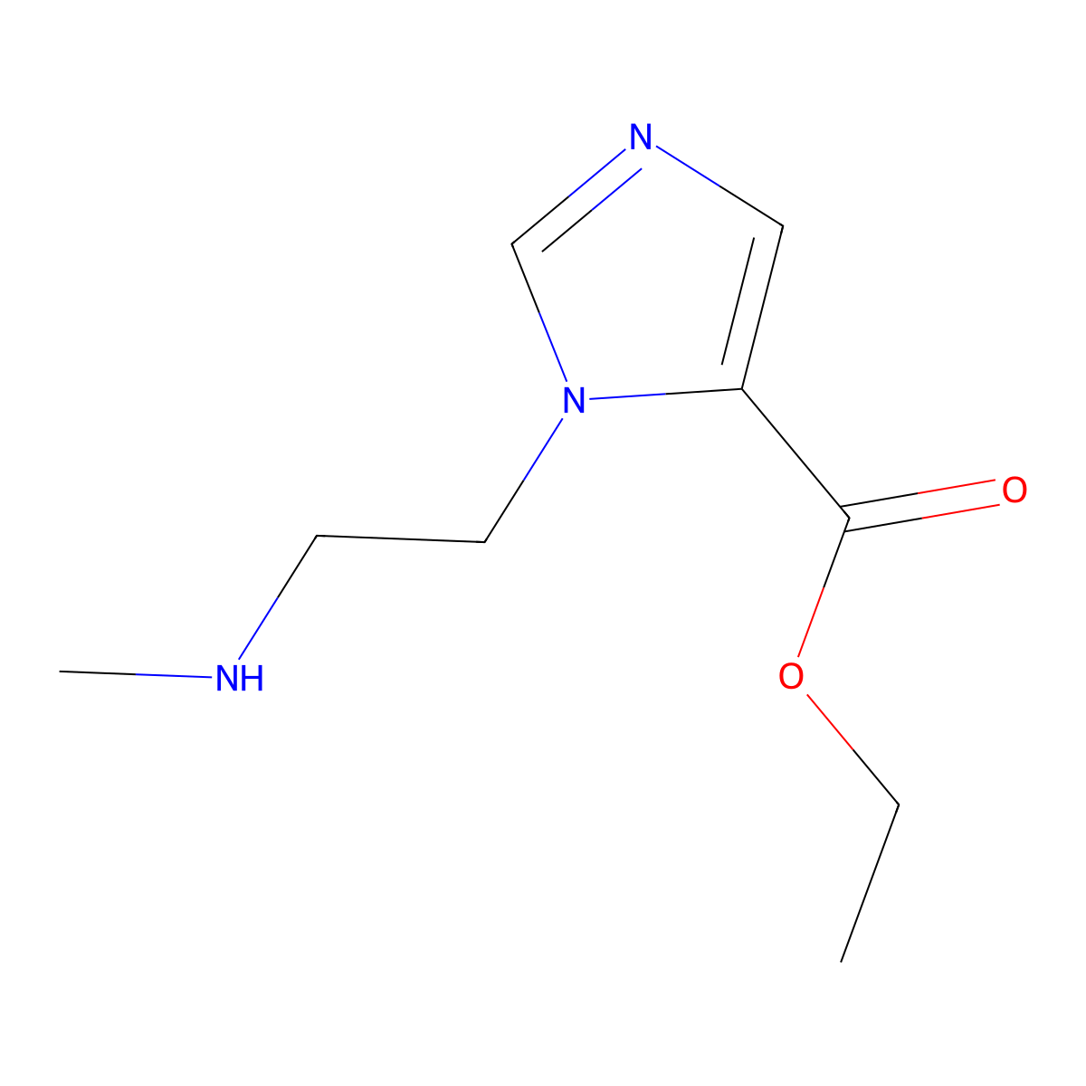 ethyl 1-[2-(methylamino)ethyl]-1H-imidazole-5-carboxylate molecular structure, CAS 1601295-40-2