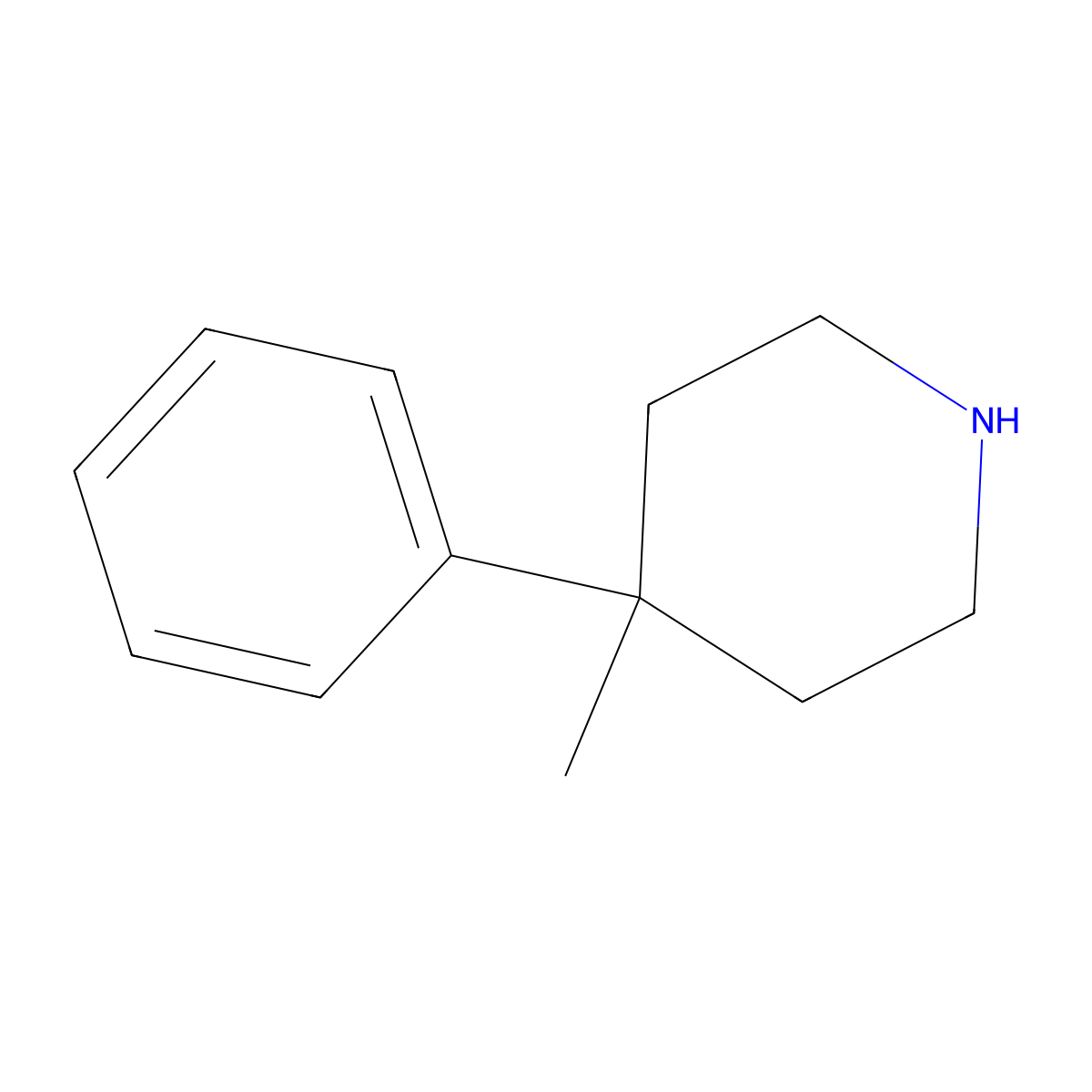 4-Methyl-4-phenylpiperidine molecular structure, CAS 160132-91-2