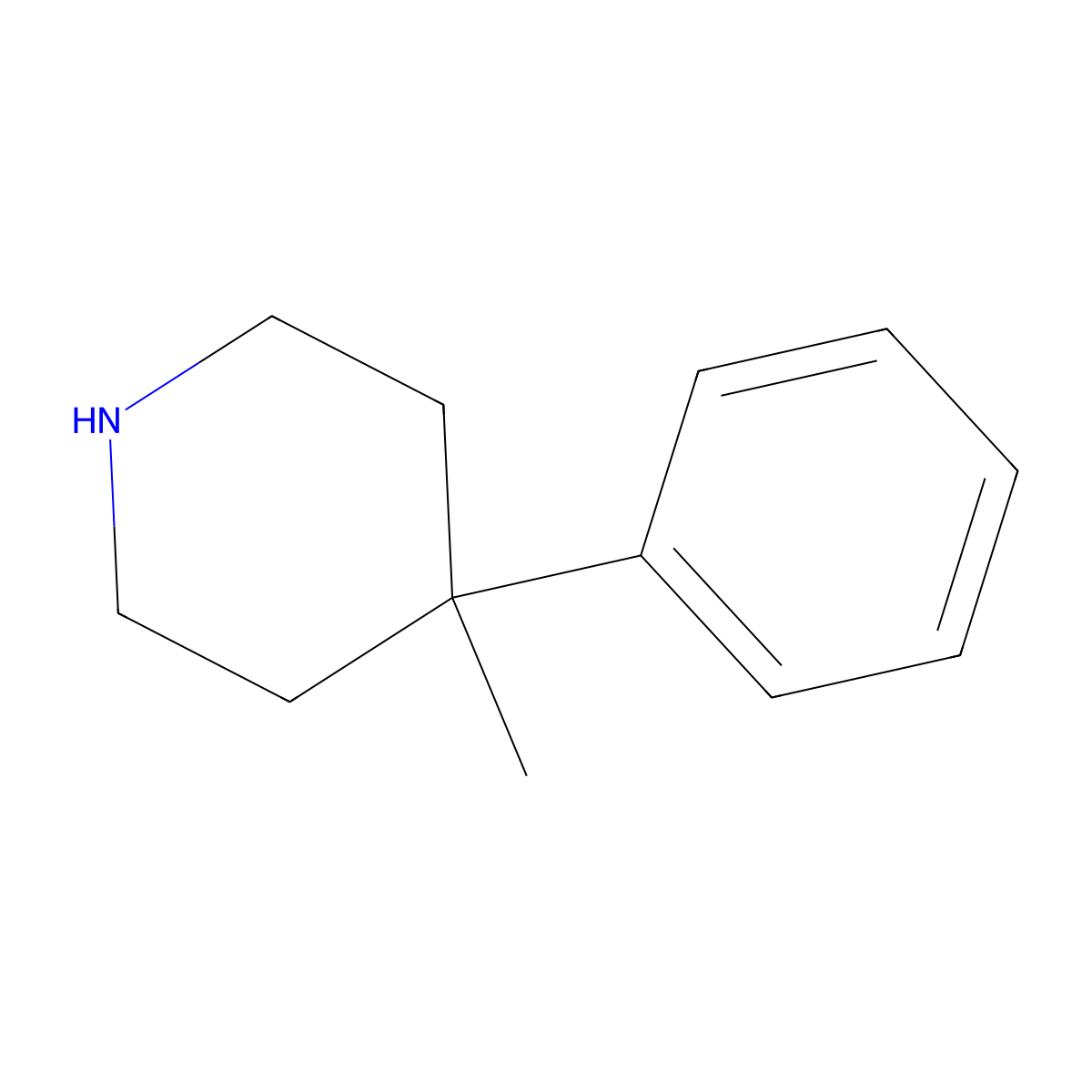4-Methyl-4-phenylpiperidine molecular structure, CAS 160132-91-2