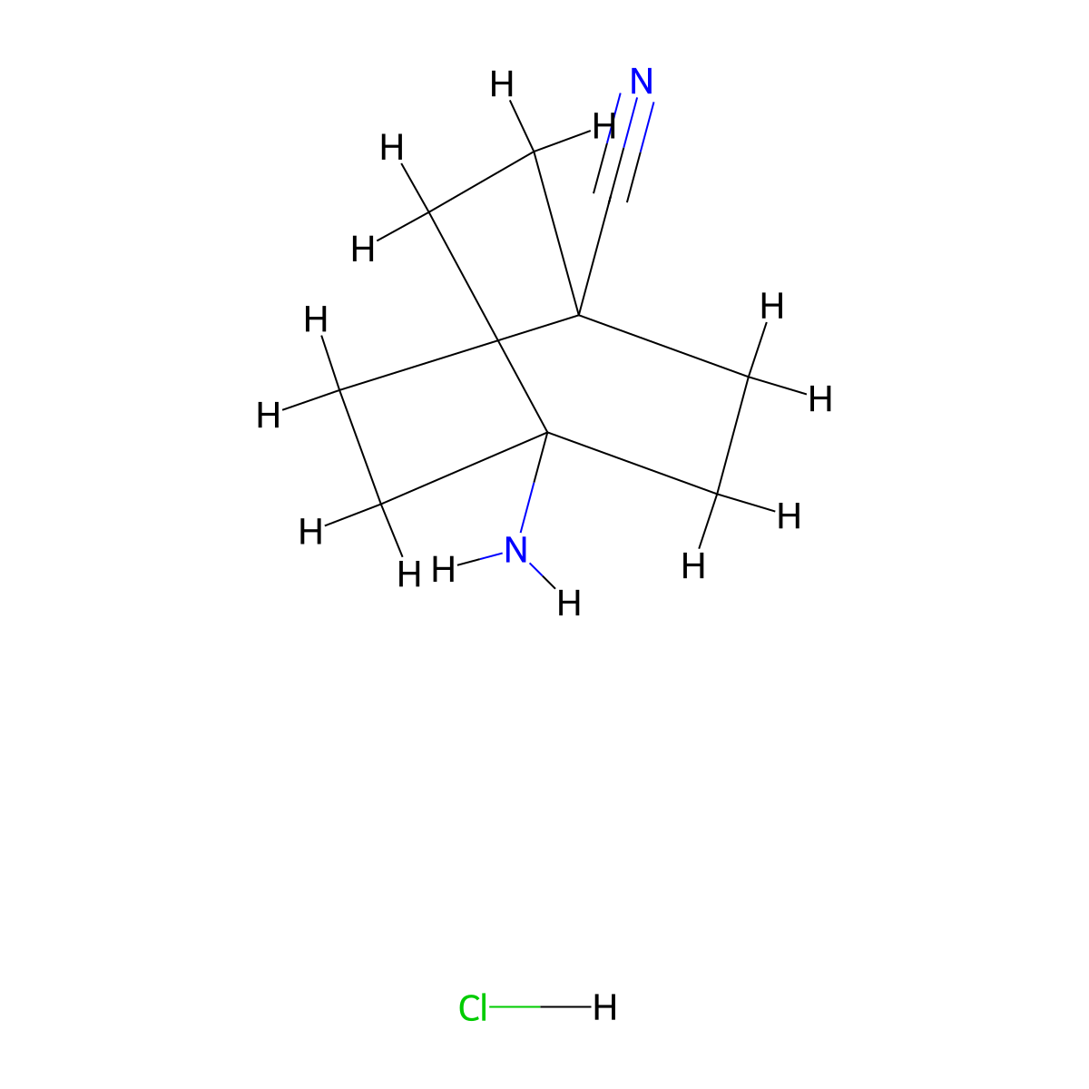 4-Aminobicyclo[2.2.2]octane-1-carbonitrile hydrochloride molecular structure, CAS 160133-27-7