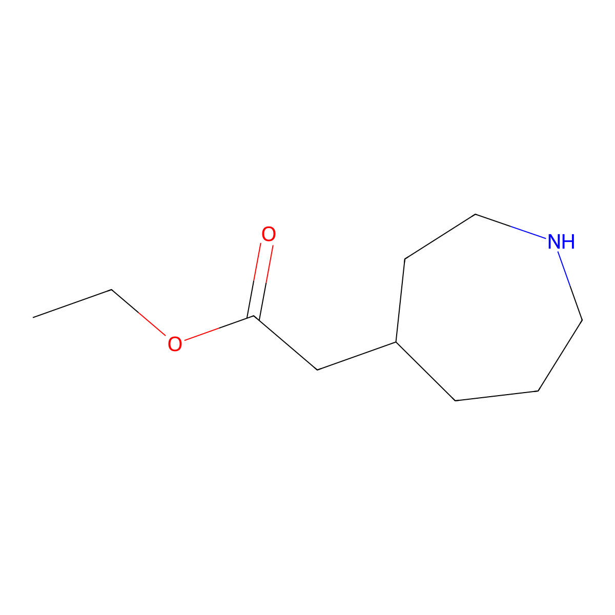 Ethyl 2-(azepan-4-yl)acetate molecular structure, CAS 160133-40-4